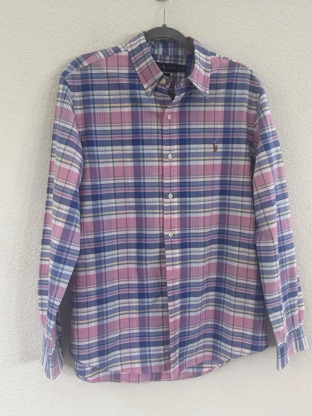 Polo Ralph Lauren Pink/Navy Plaid Classic Fit Performance Button Down Shirt (L)